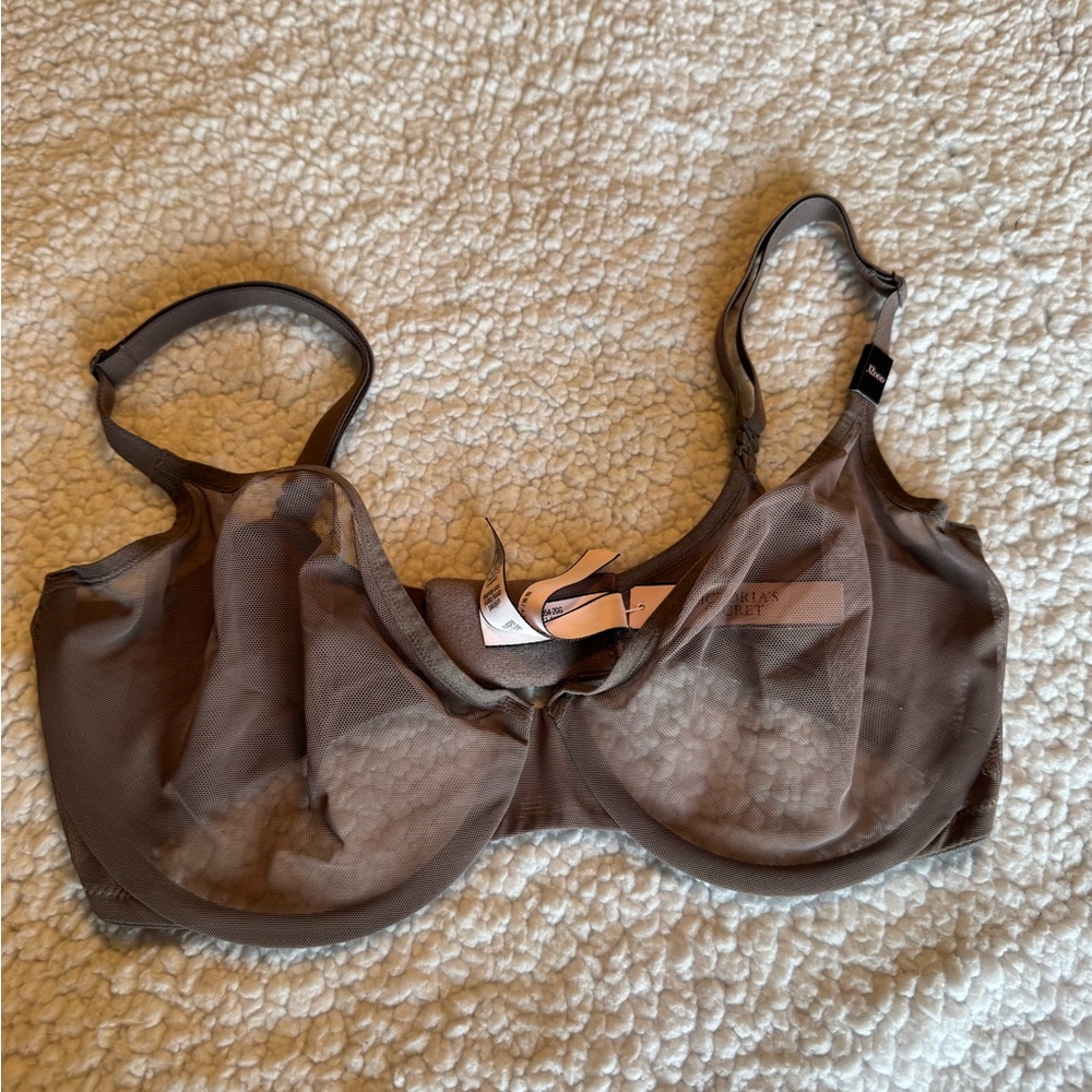 Victoria's Secret Sheer Underwire Bra in Taupe Brown